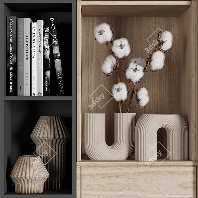 Modular Bookcase with High-Quality Textures 3D model image 4