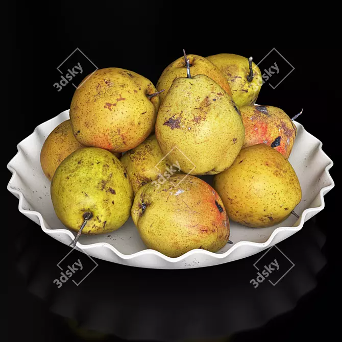 Dual Pear Fruit Bowl 3D 3D model image 3