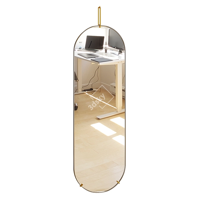 Sleek Scandinavian Tall Wall Mirror 3D model image 1