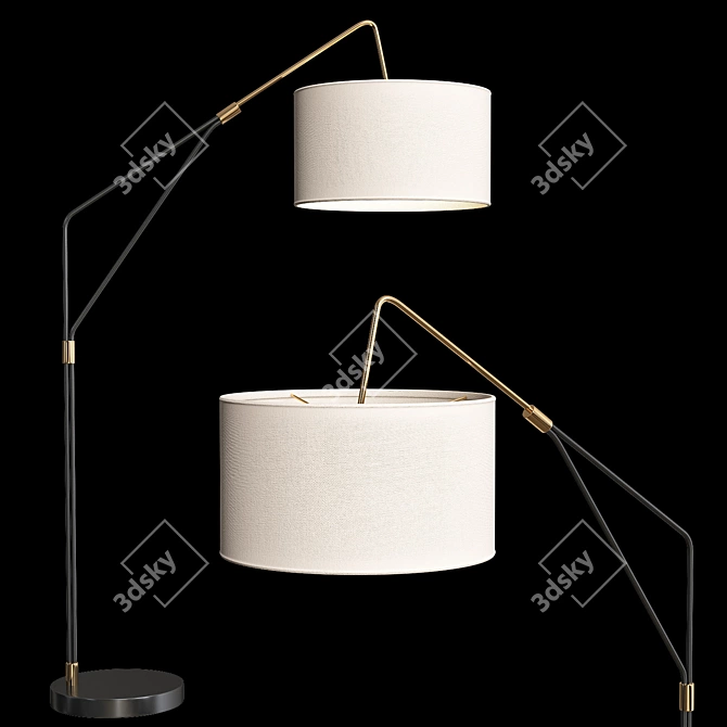 Modern White LED Bedside Floor Lamp 3D model image 2