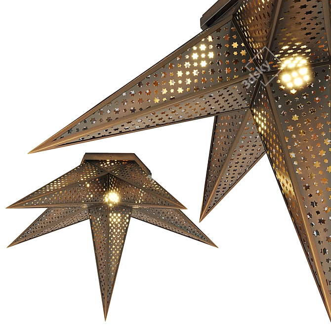 Bronze Star Ceiling Light by Corbett 3D model image 2