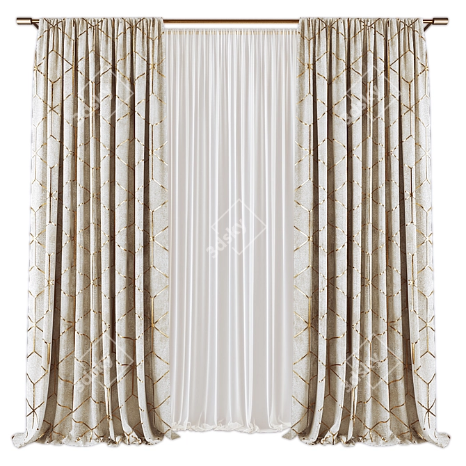 Modern Geometric Curtains 586 3D model image 1