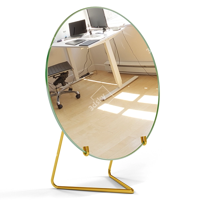 Minimalist Brass Standing Mirror 3D model image 1