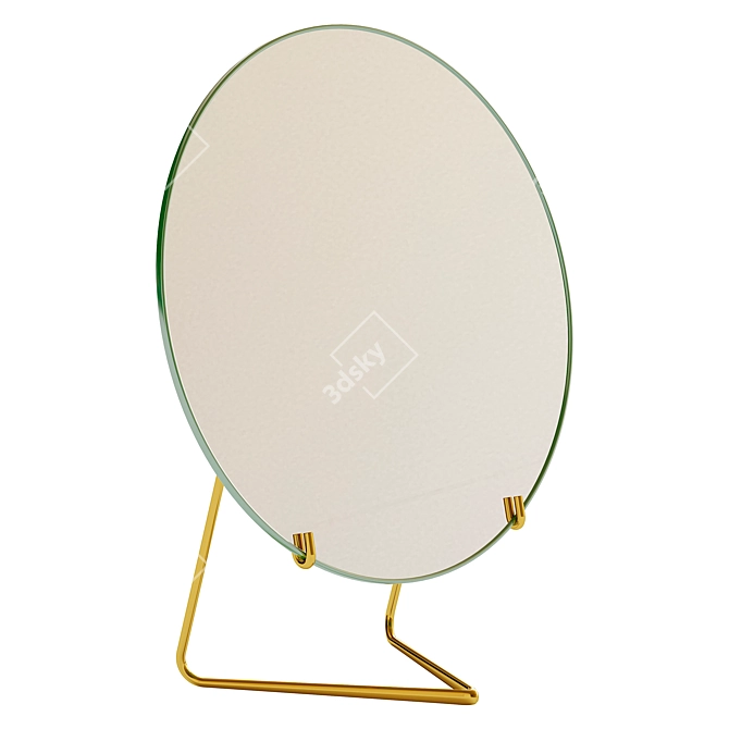 Minimalist Brass Standing Mirror 3D model image 2