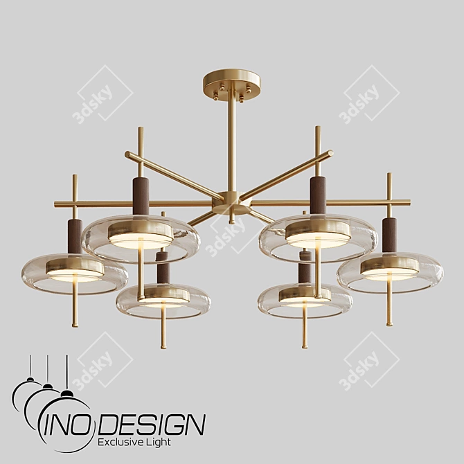 Modern Brass and Brown Metal Chandelier 3D model image 1