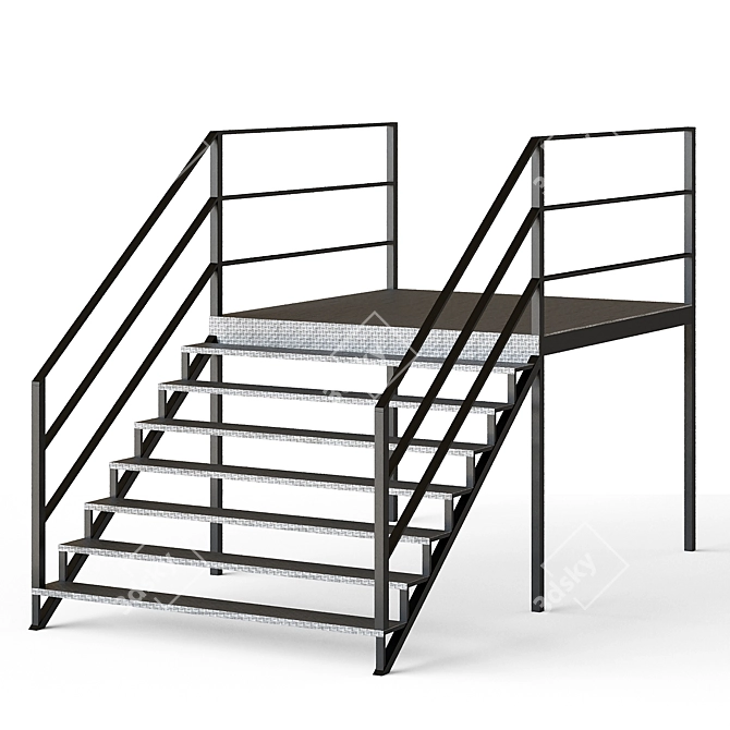  Metal Stairs Set Kit 3D model image 2