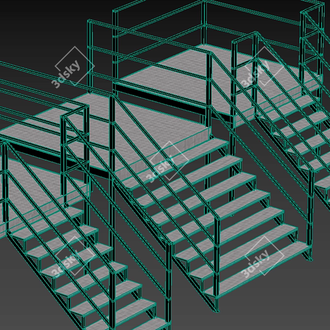  Metal Stairs Set Kit 3D model image 5