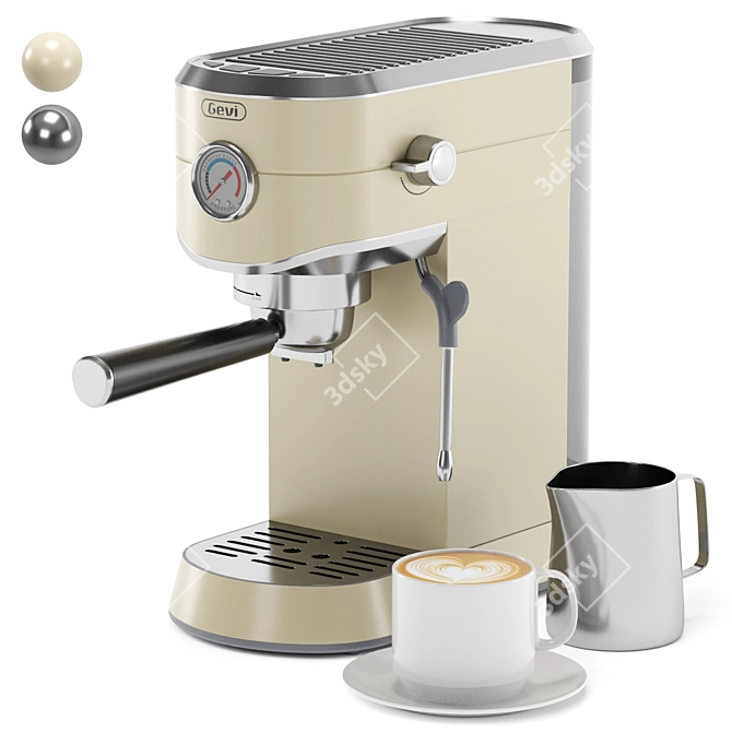 Compact Espresso Coffee Machine, Beige 3D model image 1