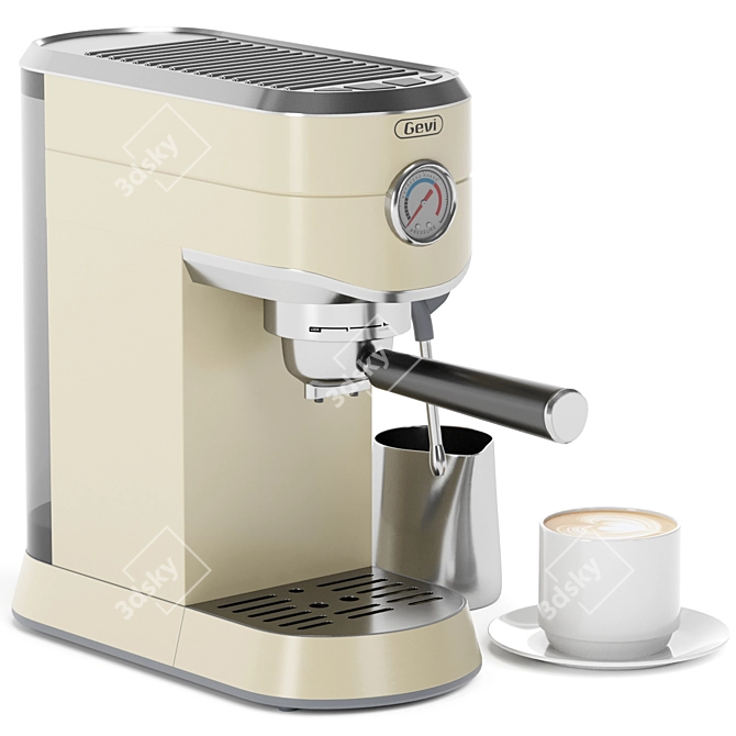 Compact Espresso Coffee Machine, Beige 3D model image 2