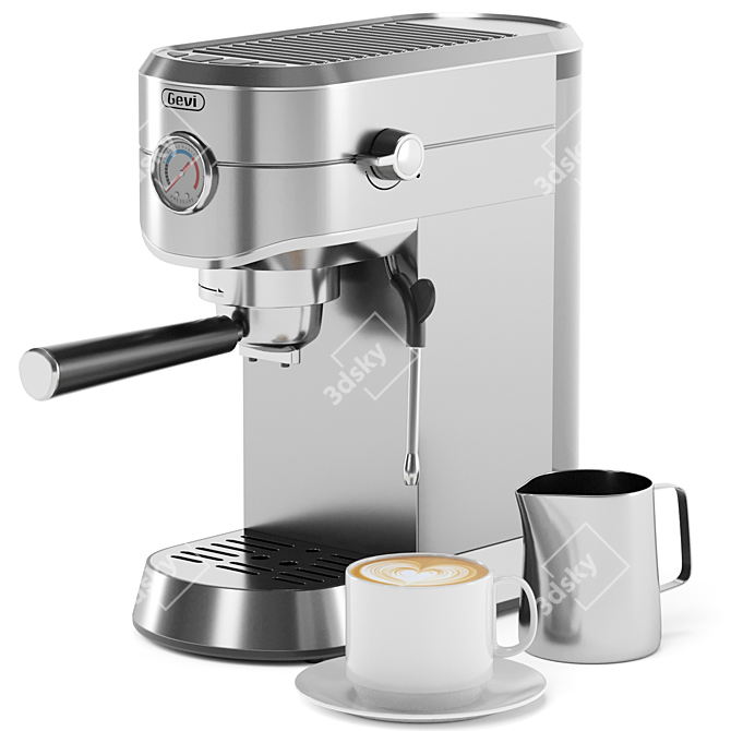 Compact Espresso Coffee Machine, Beige 3D model image 3