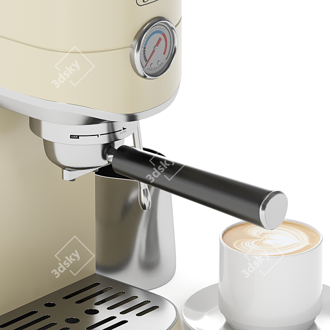 Compact Espresso Coffee Machine, Beige 3D model image 6