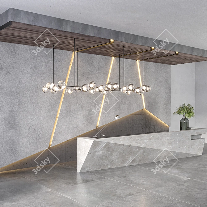 Sleek Reception Desk Design 3D model image 2