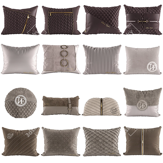 Luxury Decorative Cushions Pack 3D model image 1