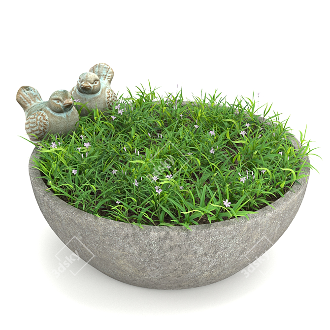 Modern Cube Outdoor Plant Holder 3D model image 2