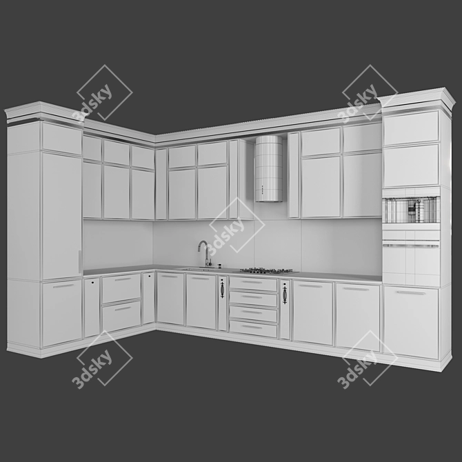 Modern Kitchen 3D Model Kit 3D model image 6