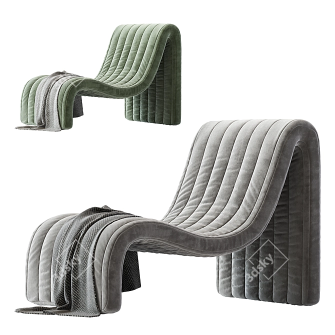 Sleek Modern Armchair N_2 3D model image 5