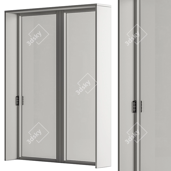  Elegant Wood Glass Door Set 3D model image 3