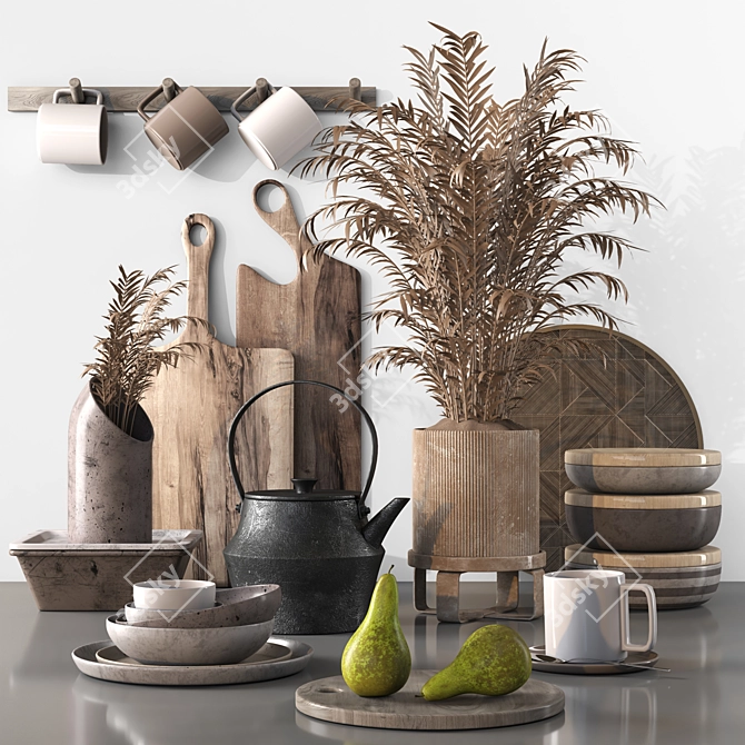  Modern Kitchen Accessories Set 3D model image 2