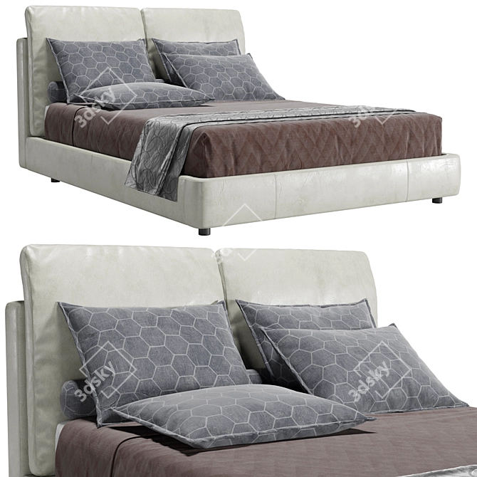 Luxury Italian Design Bed Set 3D model image 1