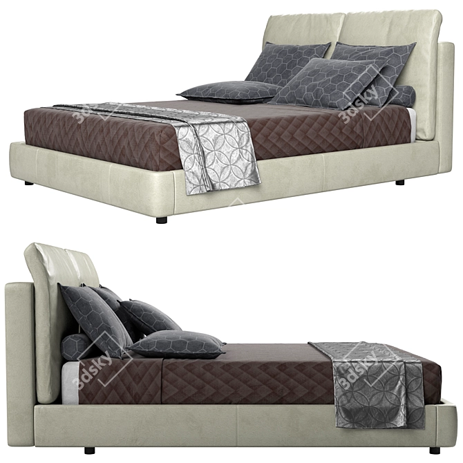 Luxury Italian Design Bed Set 3D model image 8