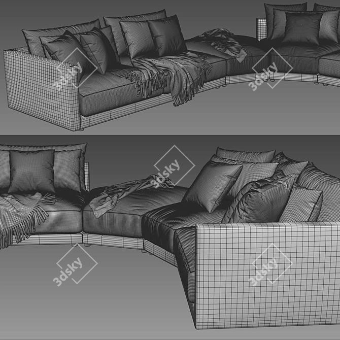 Modern Poliform Bristol Sofa Design 3D model image 4