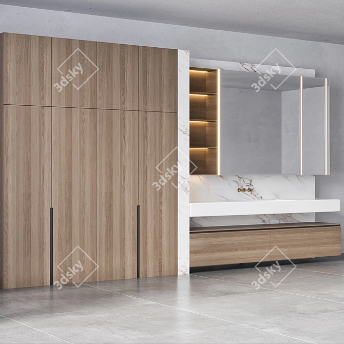 Modern Bathroom Furniture Set 18 3D model image 4