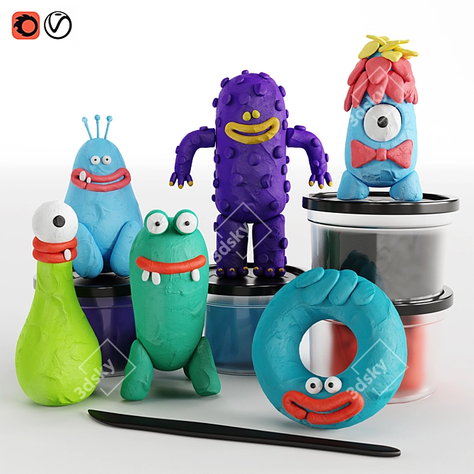 Monster Clay Set 3D model image 1