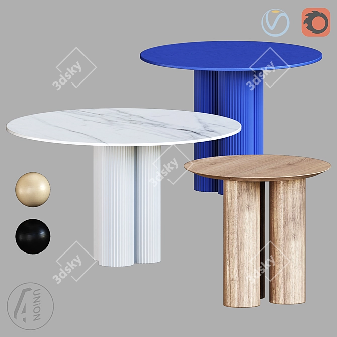 Modern Round Table for 3D Render 3D model image 1