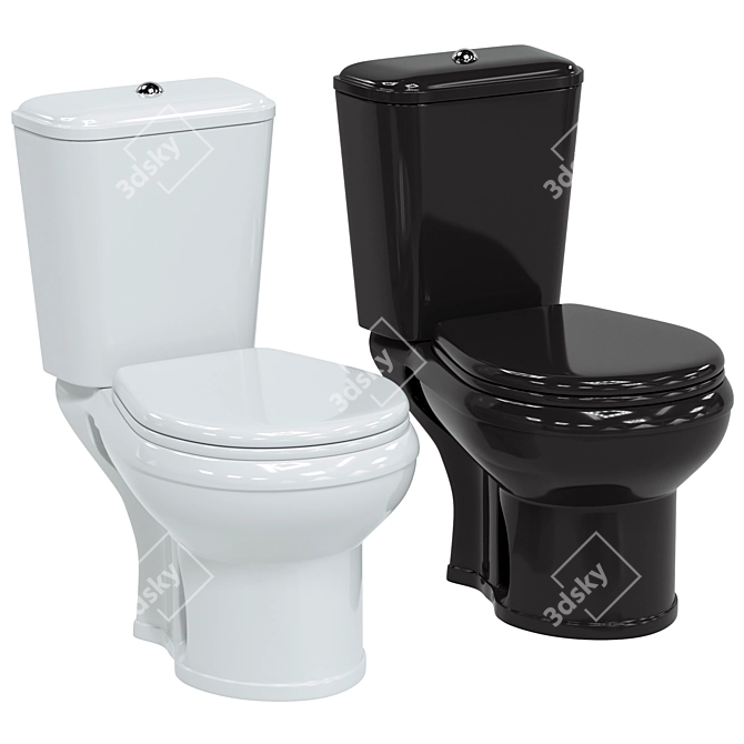 Modern Compact Black Toilet Dora 3D model image 1