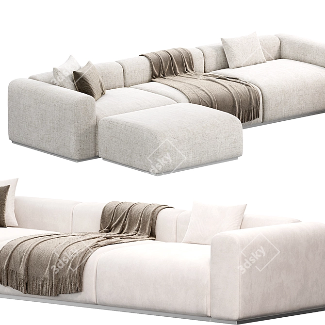 Elegant Braid Mahy Sectional Sofa 3D model image 3