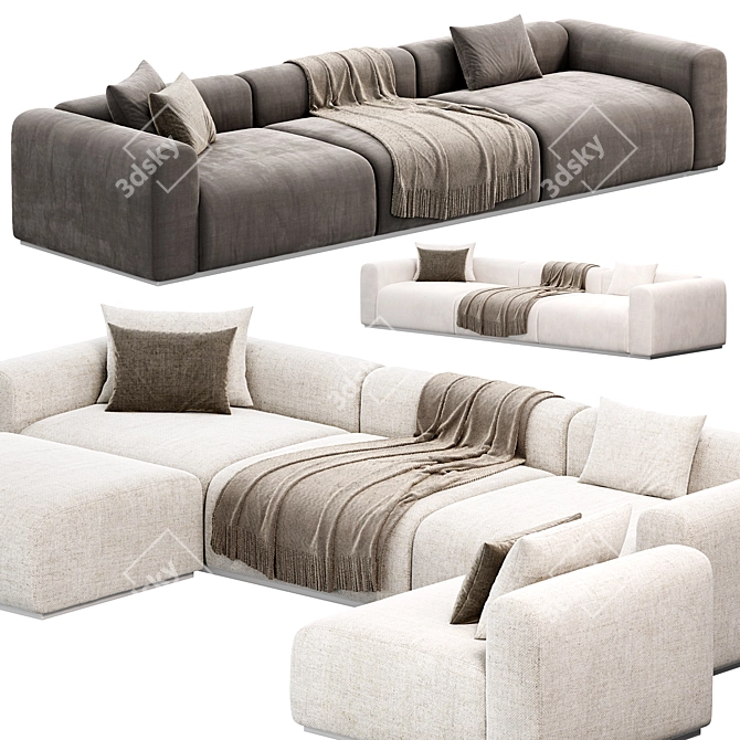 Elegant Braid Mahy Sectional Sofa 3D model image 4