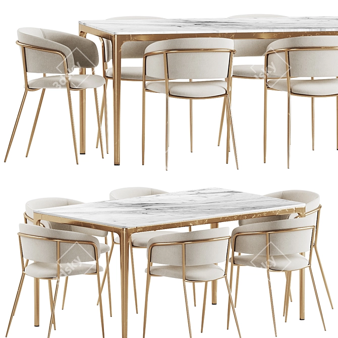 Modern Dining Set with Chair 3D model image 2