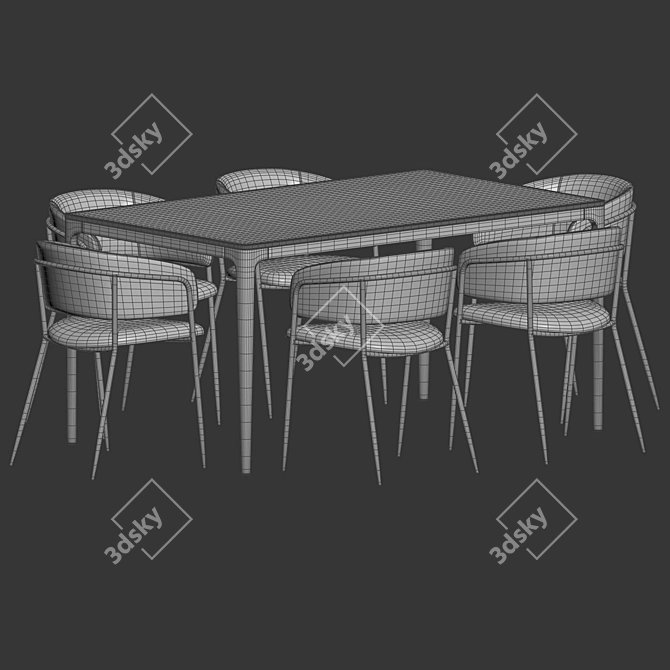 Modern Dining Set with Chair 3D model image 3