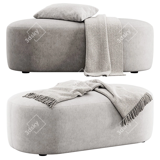 Stylish Guest Pouf Bench Set 3D model image 4