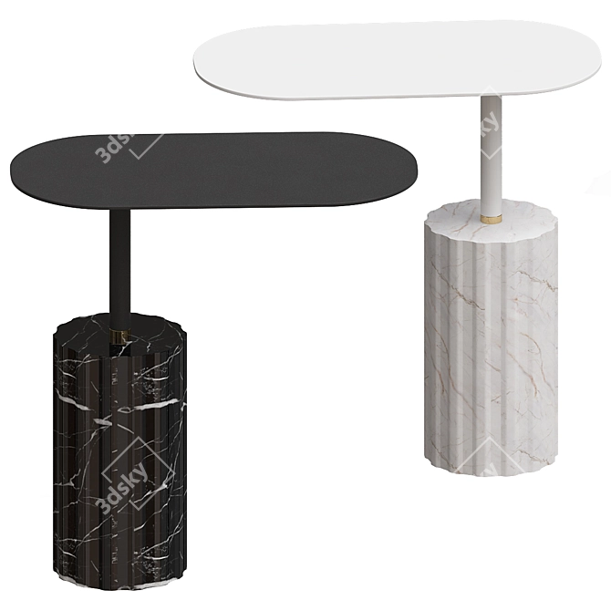 Marble Column Side Table 3D model image 1