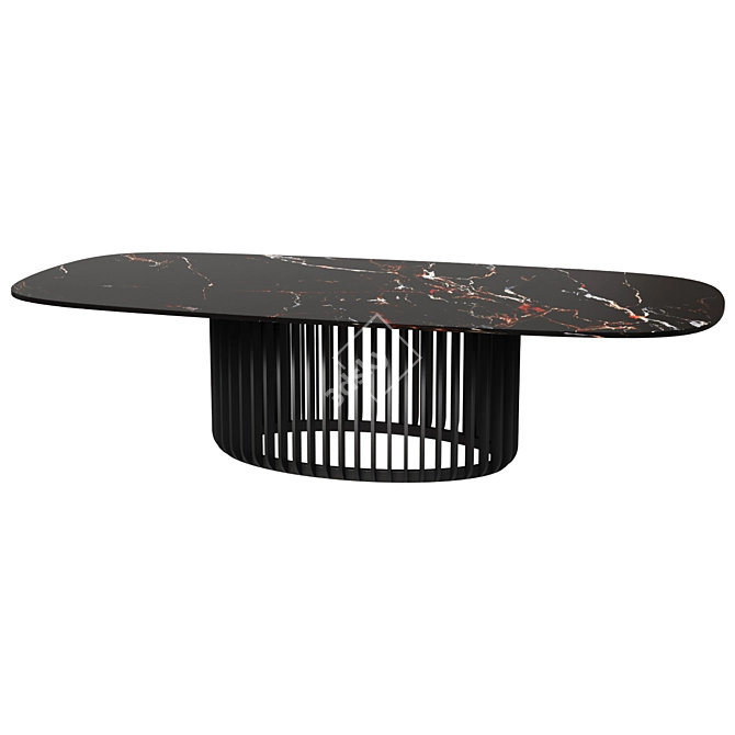 Sleek Black Dining Table Option 3D model image 2