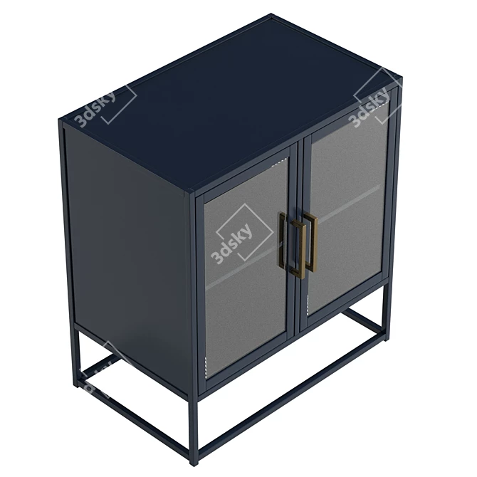 Santorini Blue Metal Kitchen Cabinet 3D model image 5