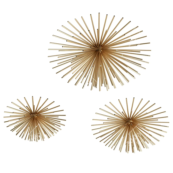 Gold Metal Wall Decor Trio 3D model image 3