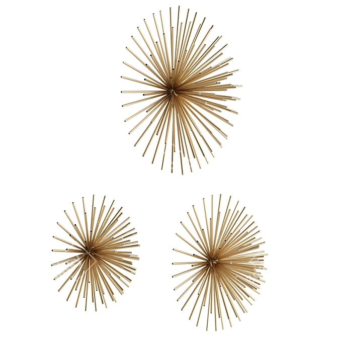 Gold Metal Wall Decor Trio 3D model image 4