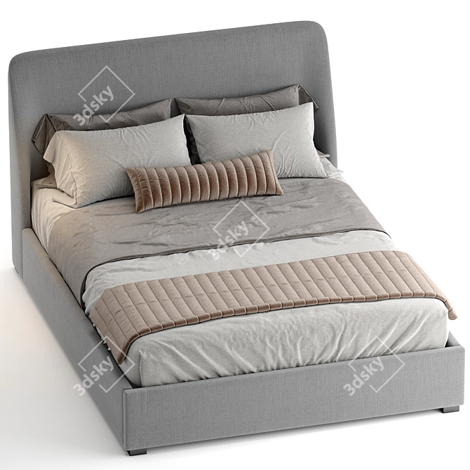 Layton Fabric Low Bed Frame 3D model image 2