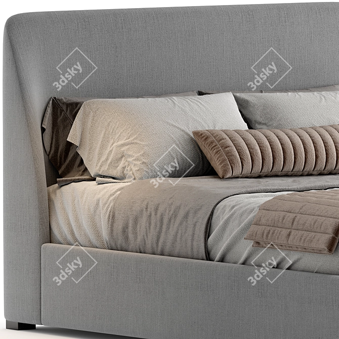 Layton Fabric Low Bed Frame 3D model image 3