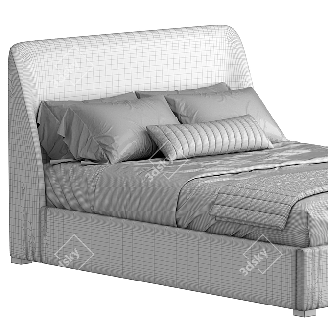 Layton Fabric Low Bed Frame 3D model image 7