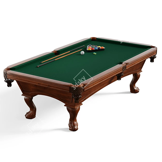 Hawthorne Pool Table with UVs 3D model image 1