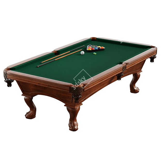 Hawthorne Pool Table with UVs 3D model image 7