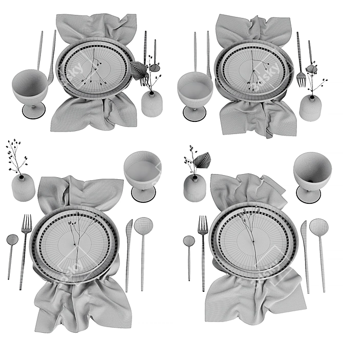 Modern Table Setting V6 2016 3D model image 5