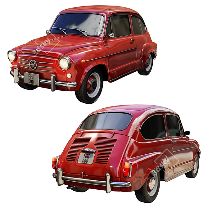 Fiat 600D 1965 3D Model 3D model image 2