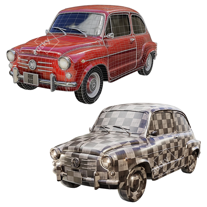 Fiat 600D 1965 3D Model 3D model image 3