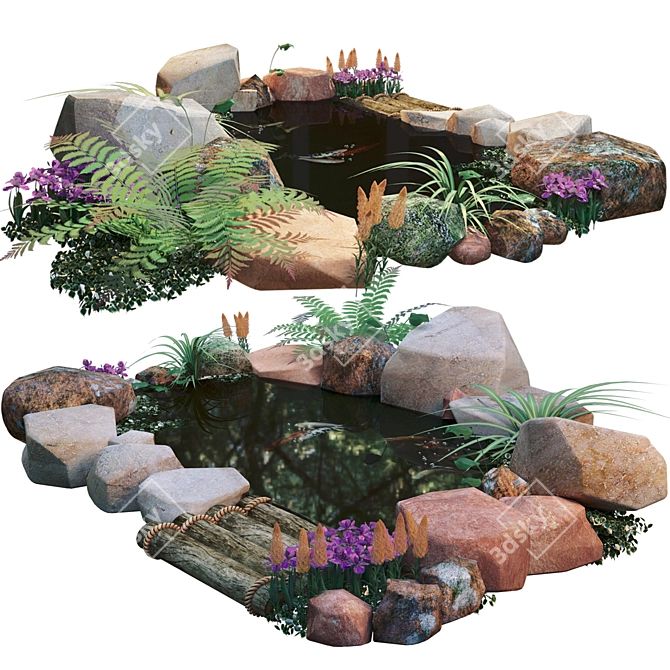 Aquatic Garden with Fish 3D model image 1