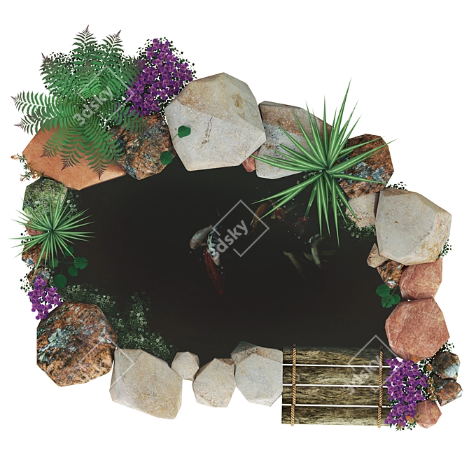 Aquatic Garden with Fish 3D model image 2