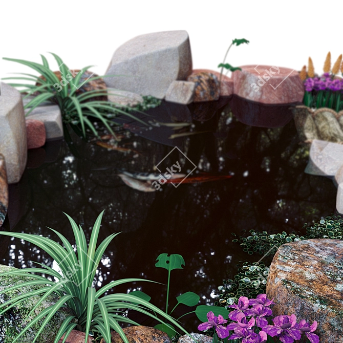 Aquatic Garden with Fish 3D model image 3